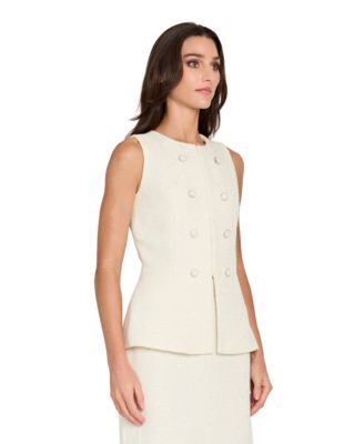 Women's Collarless Hook & Eye Cropped Vest