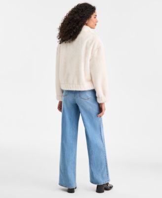 Women's Woven Solid Faux-Fur Bomber Jacket, Macy's Exclusive