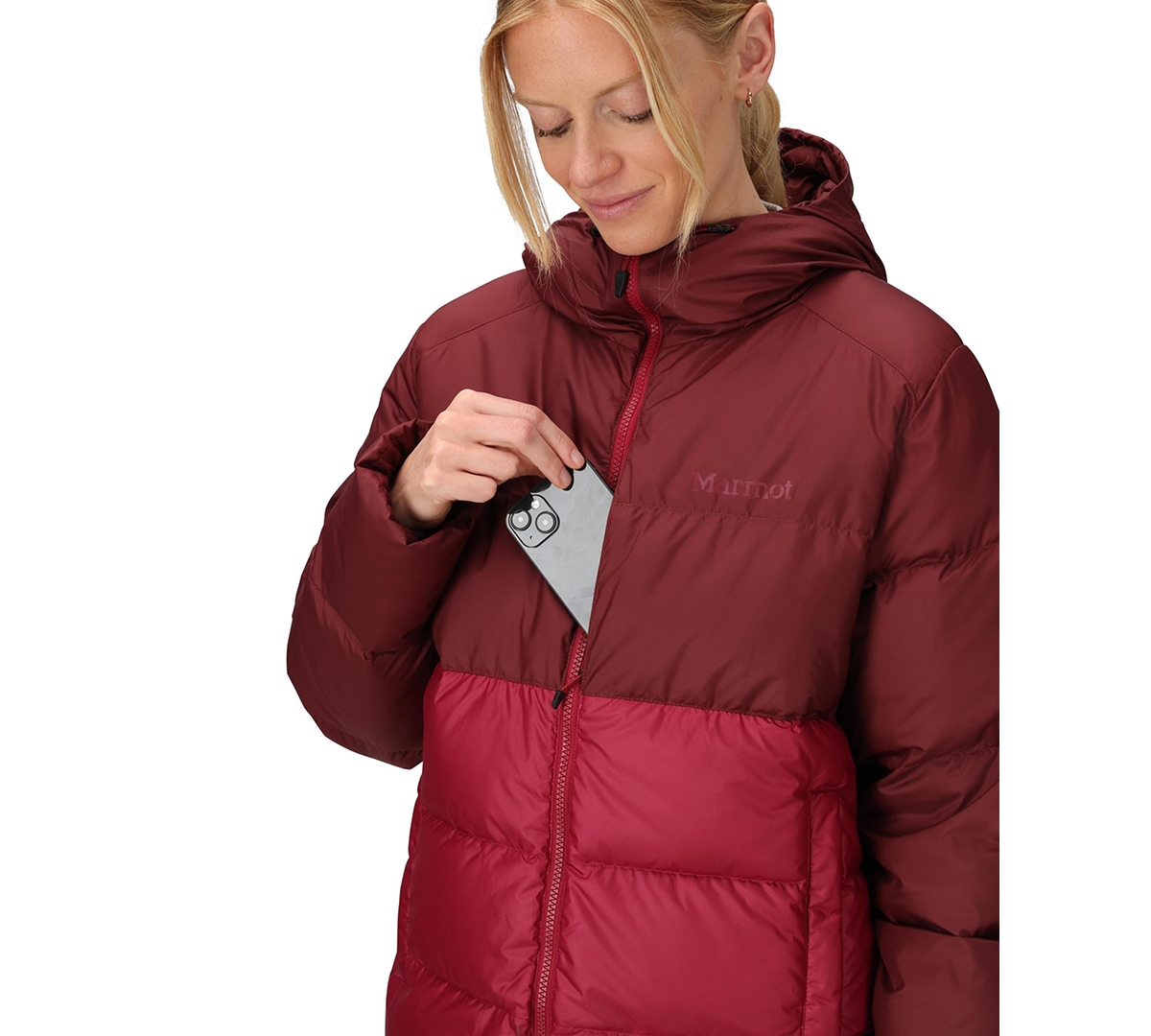 Marmot Women's Guides Big-baffled Puffer Hooded Jacket In Brown