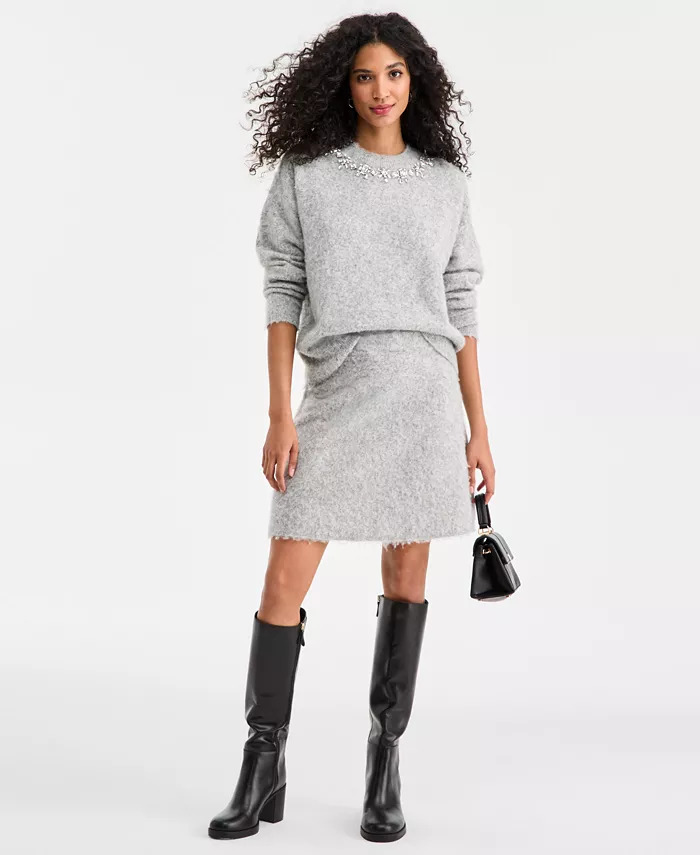Women's Embellished Brushed Pullover Sweater - thumbnail 6