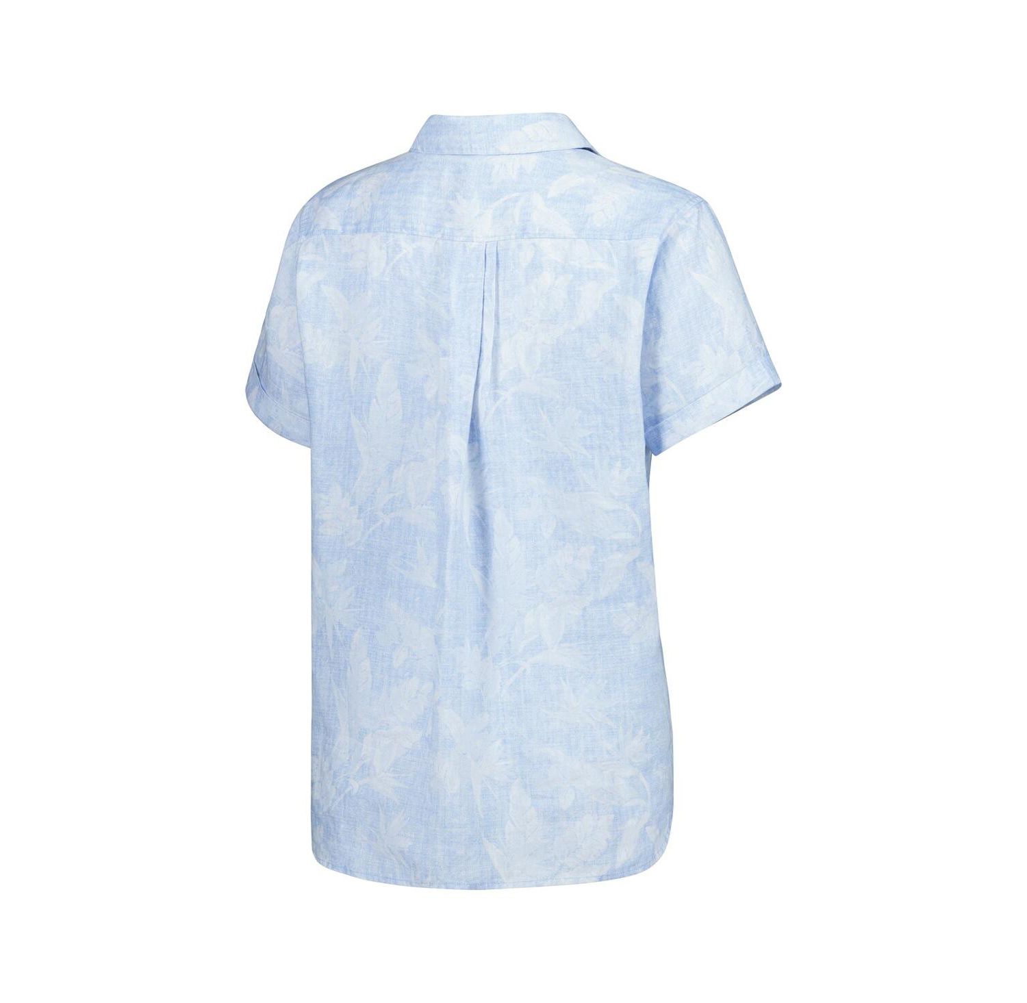 Women's Light Blue Michigan Wolverines Legacy Leaves Camp Button-Up Shirt
