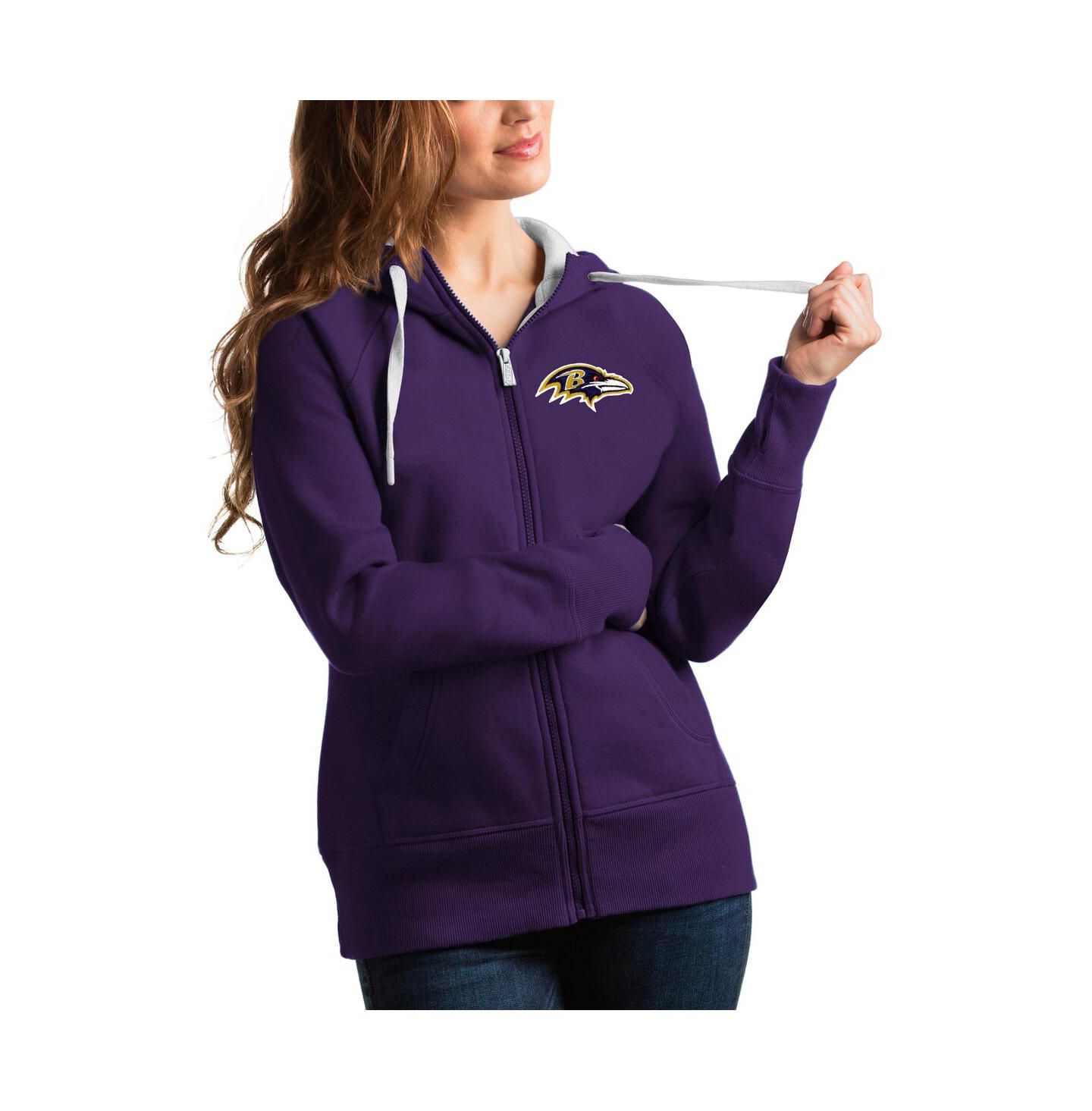 Женское худи Antigua Purple Baltimore Ravens Victory Full-Zip — фото 1