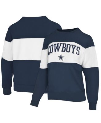 Lauren James - Women's Navy Dallas Cowboys Bling Color Block Terry Sweatshirt