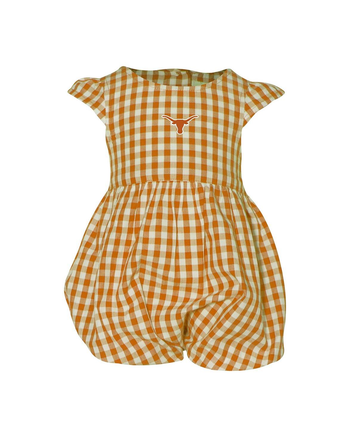 Garb Baby Boys And Girls Burnt Orange Texas Longhorns Cara Gingham Ruffled Bodysuit In Orange