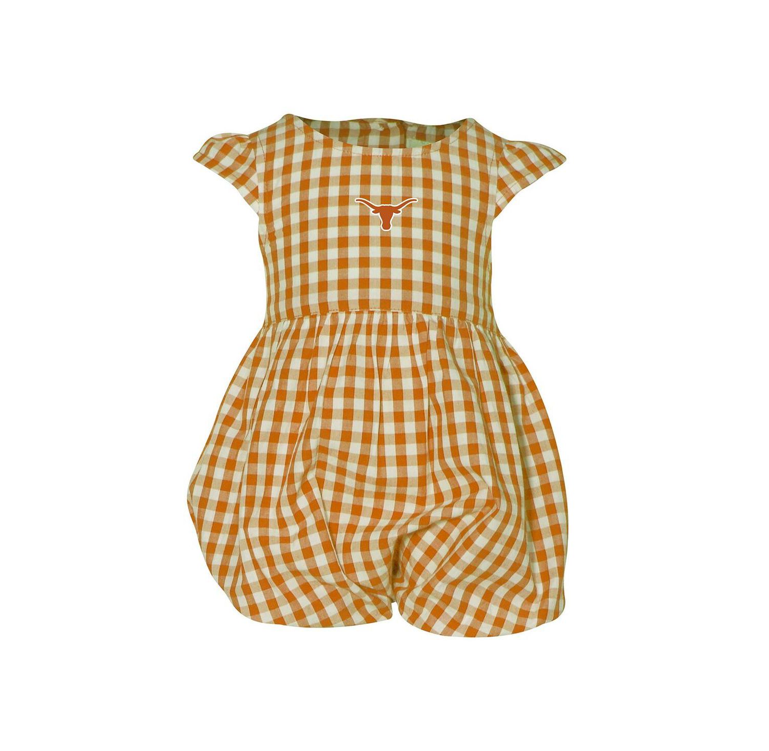 Baby Boys and Girls Burnt Orange Texas Longhorns Cara Gingham Ruffled Bodysuit