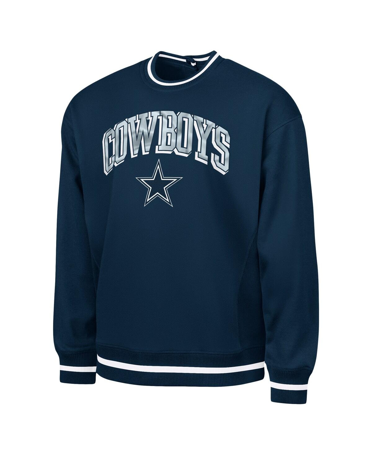 G-iii Sports By Carl Banks Men's Navy Dallas Cowboys Adaptive Blocker Fleece Pullover Sweatshirt In Blue
