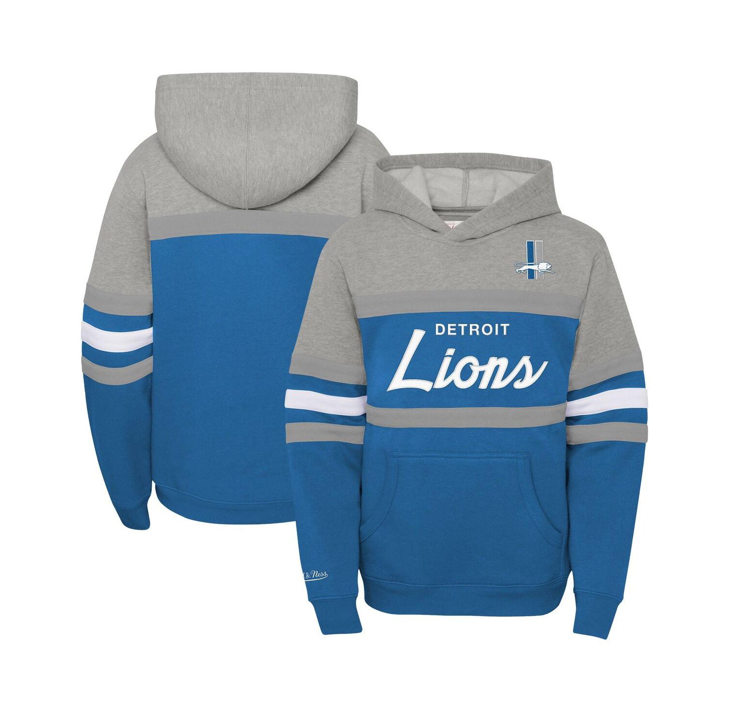 Big Boys and Girls Blue Detroit Lions Throwback Head Coach Pullover Hoodie