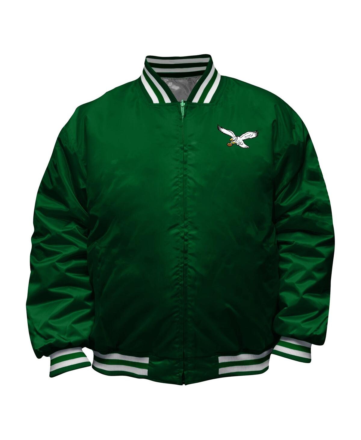Mitchell & Ness Men's Kelly Green/silver Philadelphia Eagles Big Tall Throwback Reversible Full-zip Jacket In Green