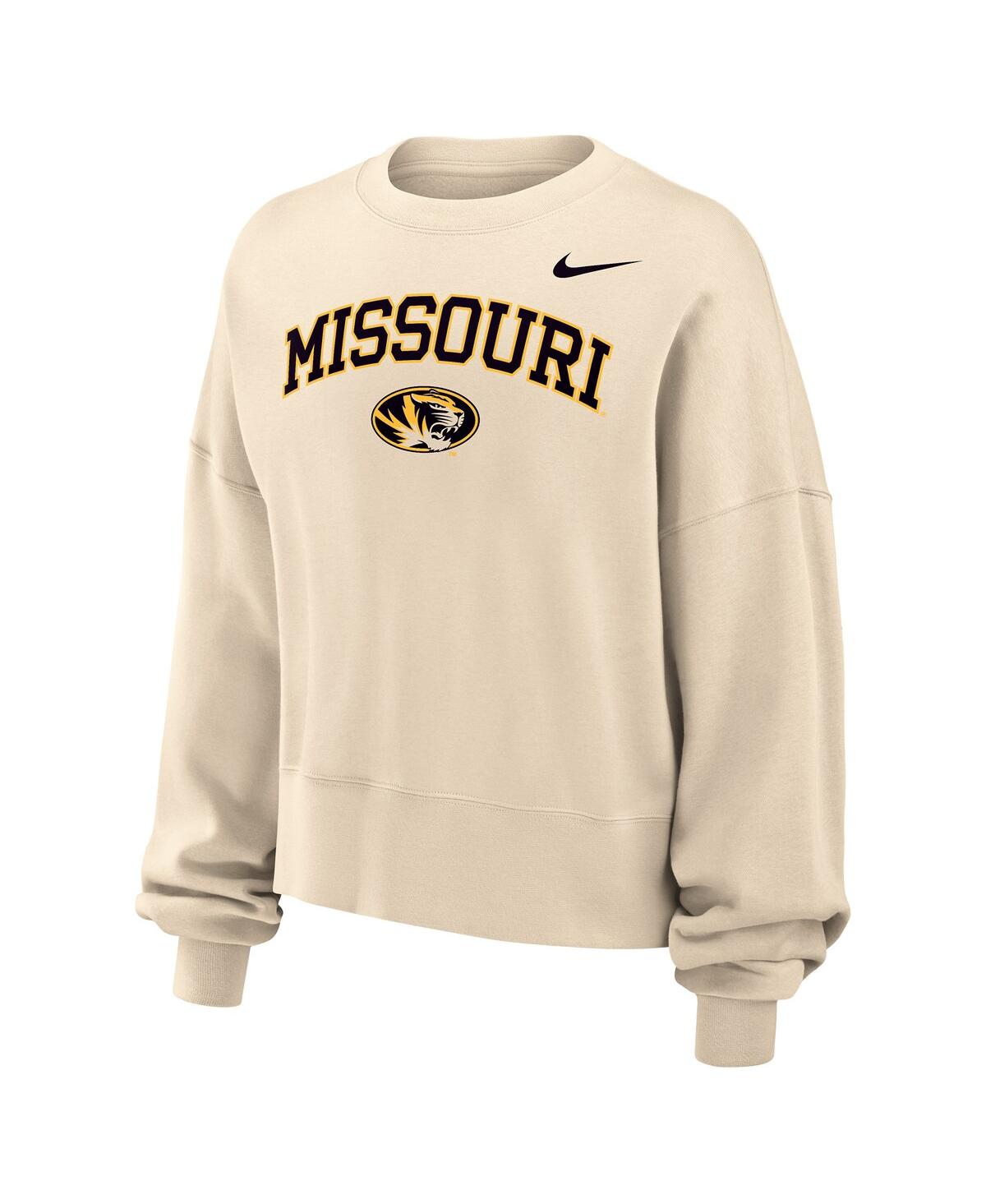 Nike Women's Natural Missouri Tigers Phoenix Fleece Oversized Cropped Sweatshirt In White