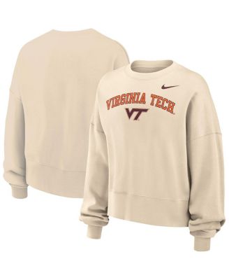 Nike - Women's Natural Virginia Tech Hokies Phoenix Fleece Oversized Cropped Sweatshirt