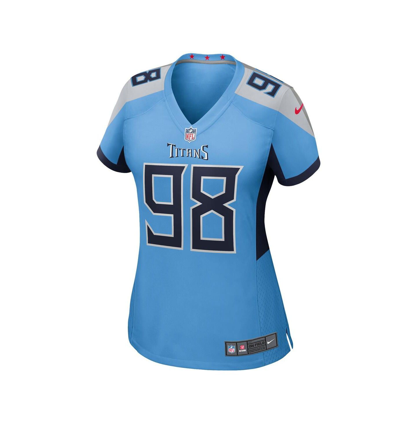 Женский топ Nike Jeffery Simmons Light Blue Tennessee Titans Team Game Jersey — фото 2