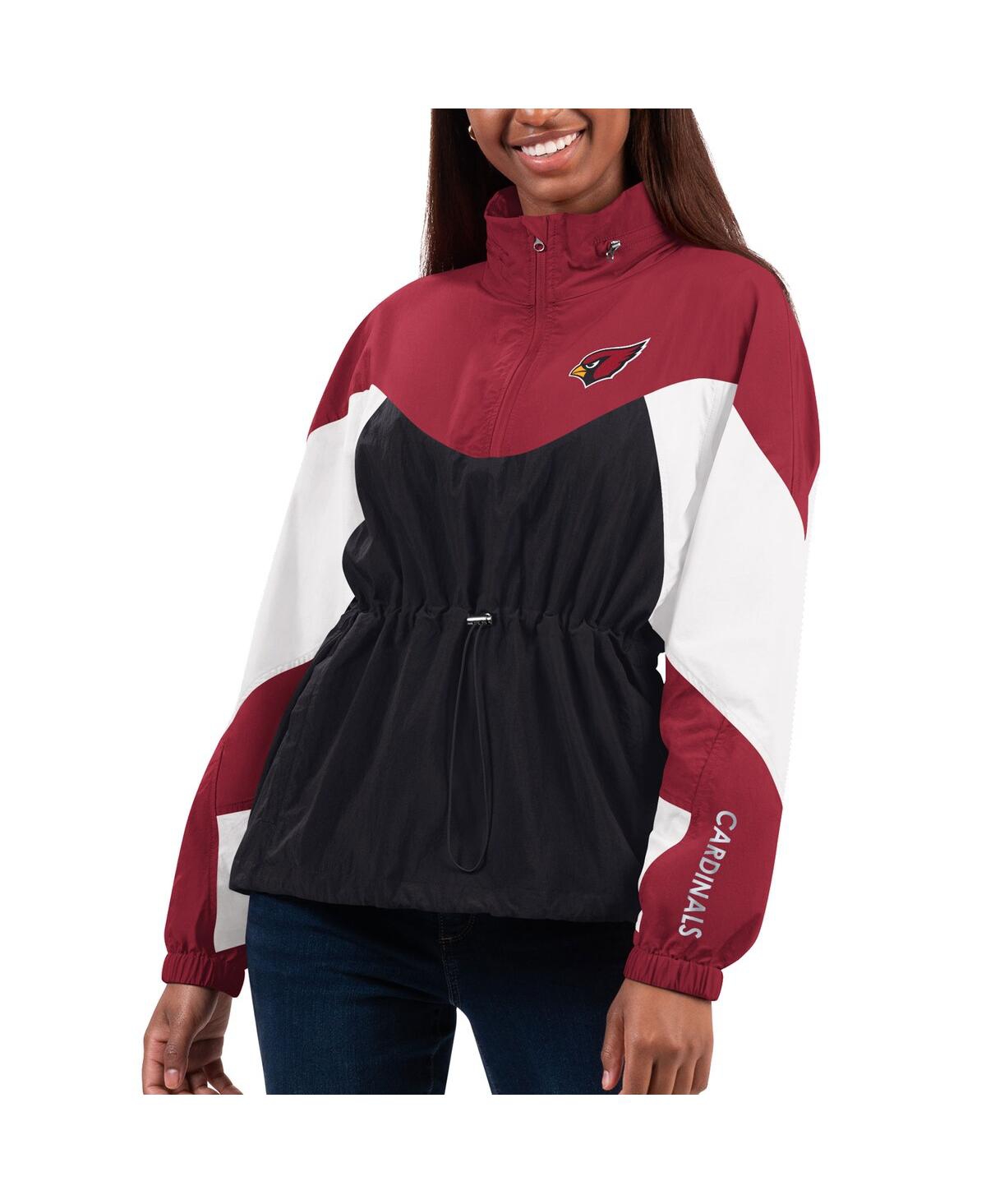G-iii 4her By Carl Banks Women's Black/cardinal Arizona Cardinals Tie Breaker Lightweight Quarter-zip Sweatshirt In Multi