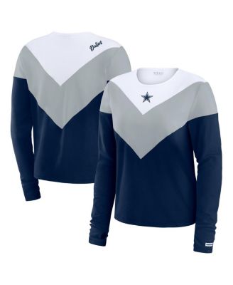 WEAR by Erin Andrews - Women's Navy Dallas Cowboys Plus Size Chevron Tri-Blend Long Sleeve T-Shirt
