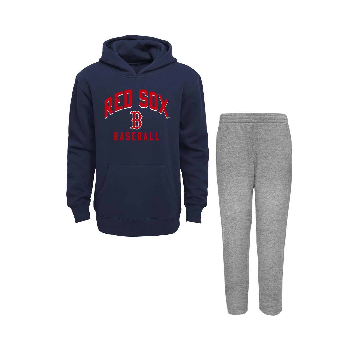 Baby Boys and Girls 2-Piece Navy/Heather Gray Boston Red Sox Play by Play Pullover Hoodie and Pants Set