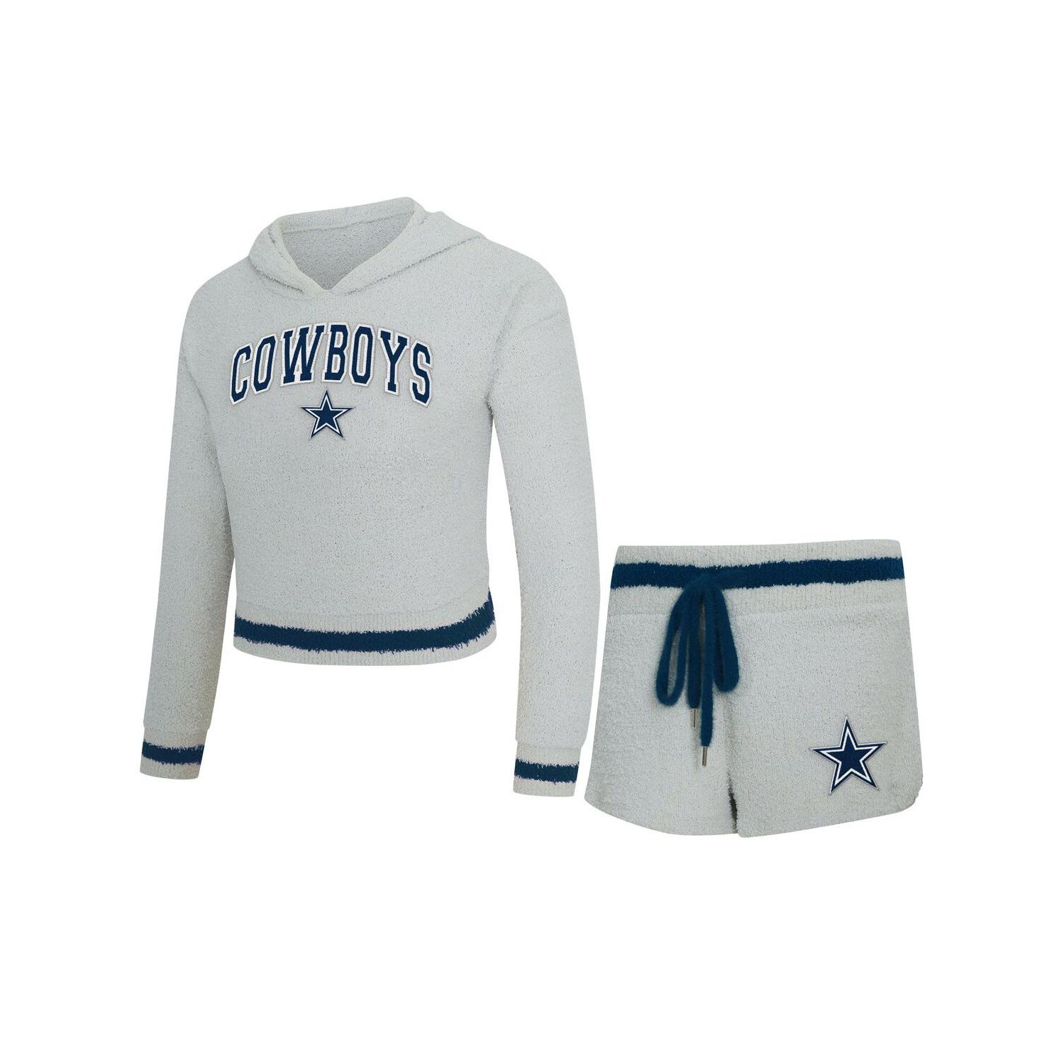 Women's 2-Piece Gray Dallas Cowboys Whitley Long Sleeve Hoodie Top and Shorts set