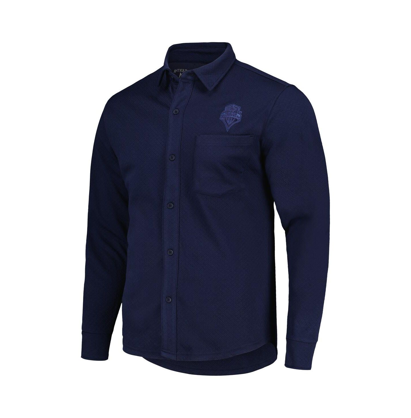 Мужские куртки Antigua Navy Seattle Sounders FC Streamer Diamond Button-Up Shacket — фото 2