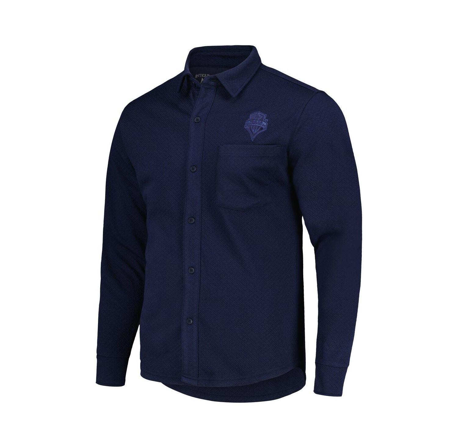 Men's Navy Seattle Sounders FC Streamer Diamond Button-Up Shacket