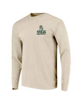 Men's Natural Michigan State Spartans Comfort Colors Mascot Overlay Long Sleeve T-Shirt