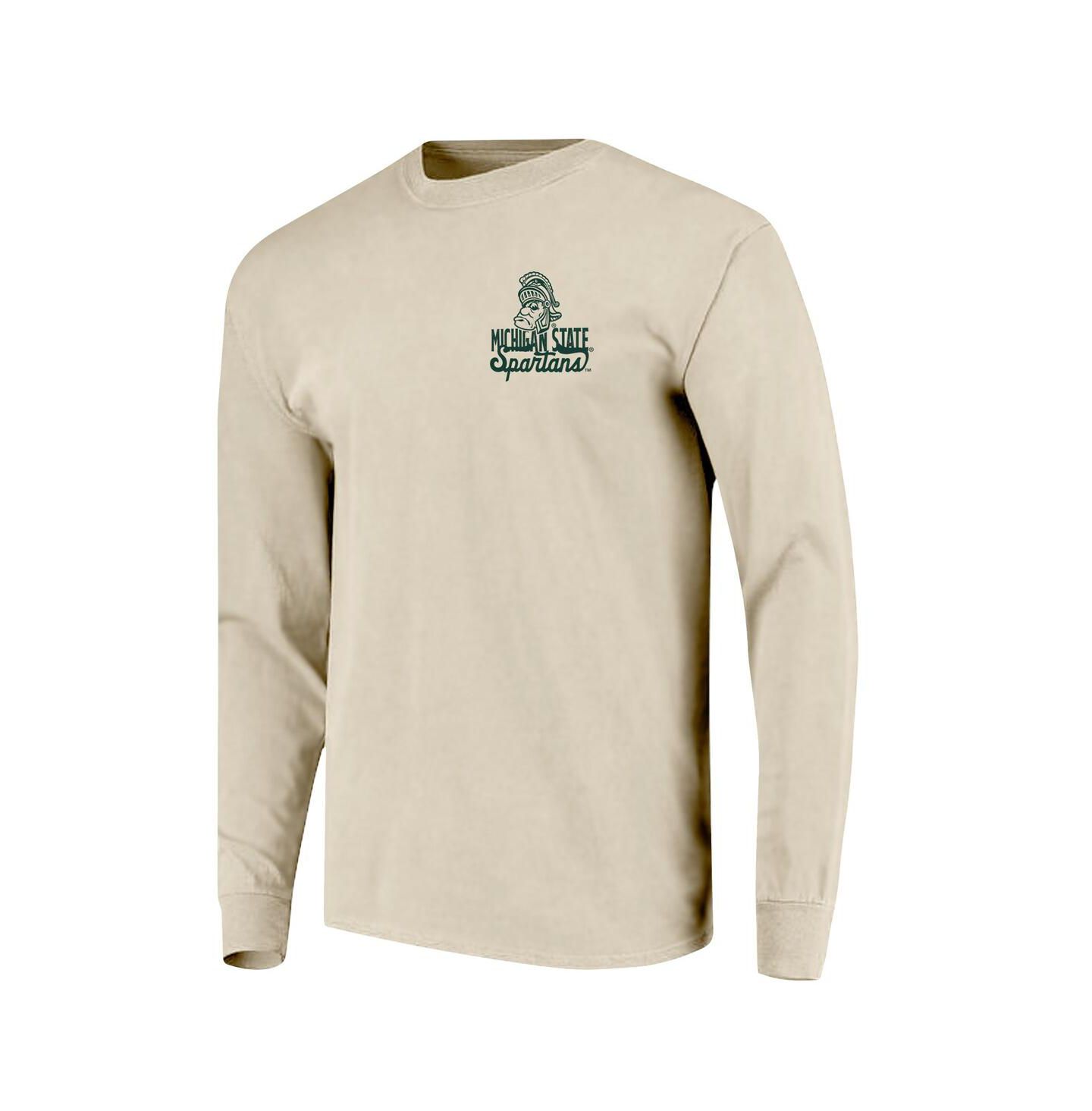 Мужская футболка Image One Natural Michigan State Spartans Comfort Colors Mascot Overlay Long Sleeve — фото 2