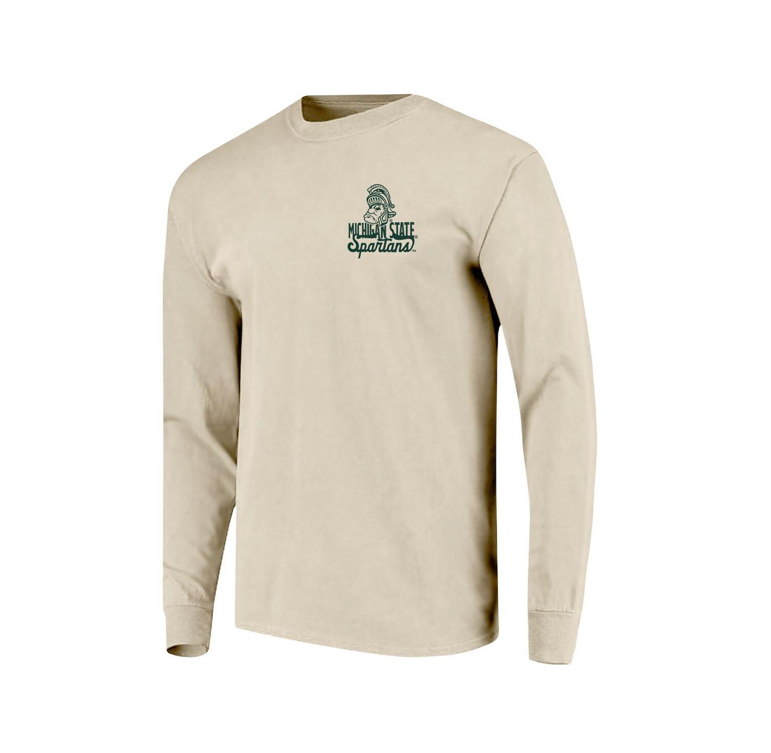 Men's Natural Michigan State Spartans Comfort Colors Mascot Overlay Long Sleeve T-Shirt
