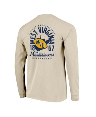 Men's Natural West Virginia Mountaineers Comfort Colors Mascot Overlay Long Sleeve T-Shirt