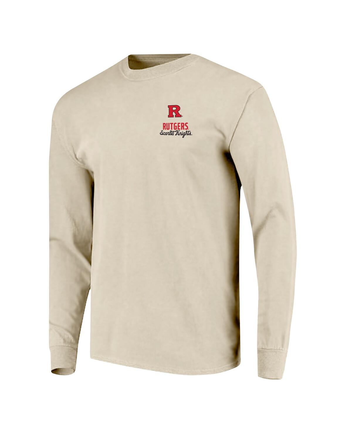 Image One Men's Natural Rutgers Scarlet Knights Comfort Colors Mascot Overlay Long Sleeve T-shirt In Neutral