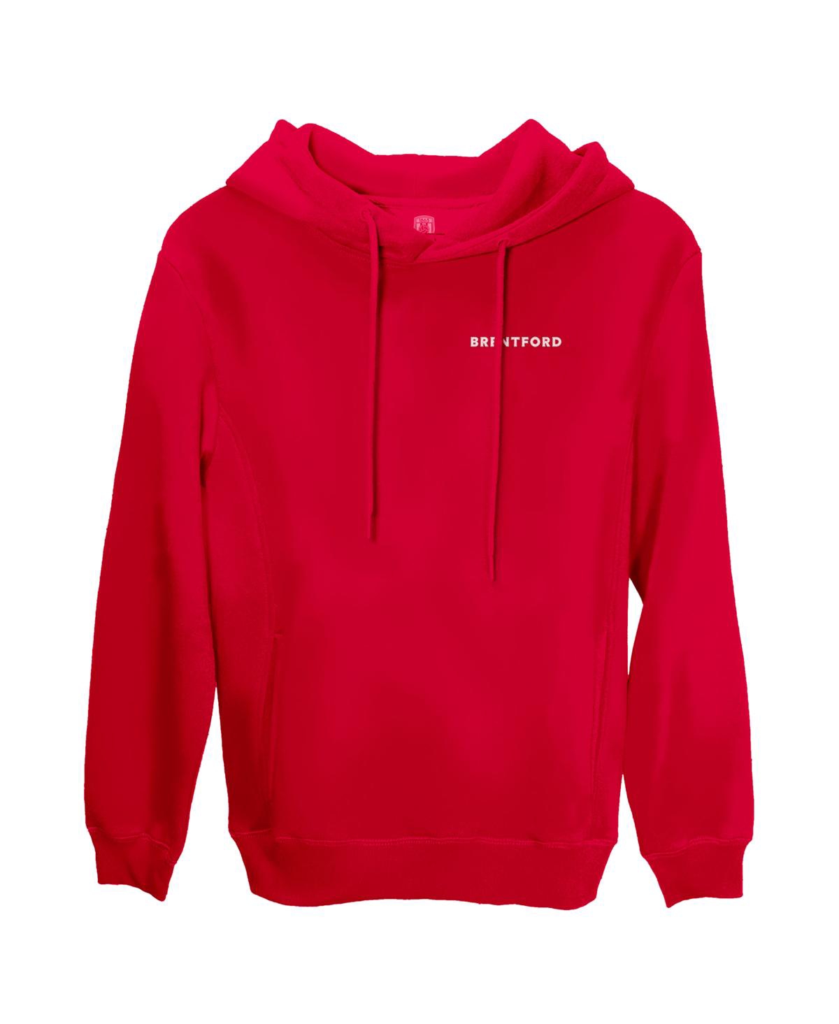 1863fc Men's Red Brentford Fc Wordmark Fleece Pullover Hoodie In Red