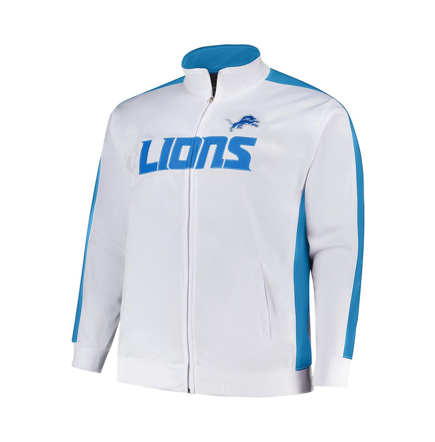 Мужская спортивная куртка Fanatics Detroit Lions из трикотажа на молнии, Big & Tall, White — фото 2