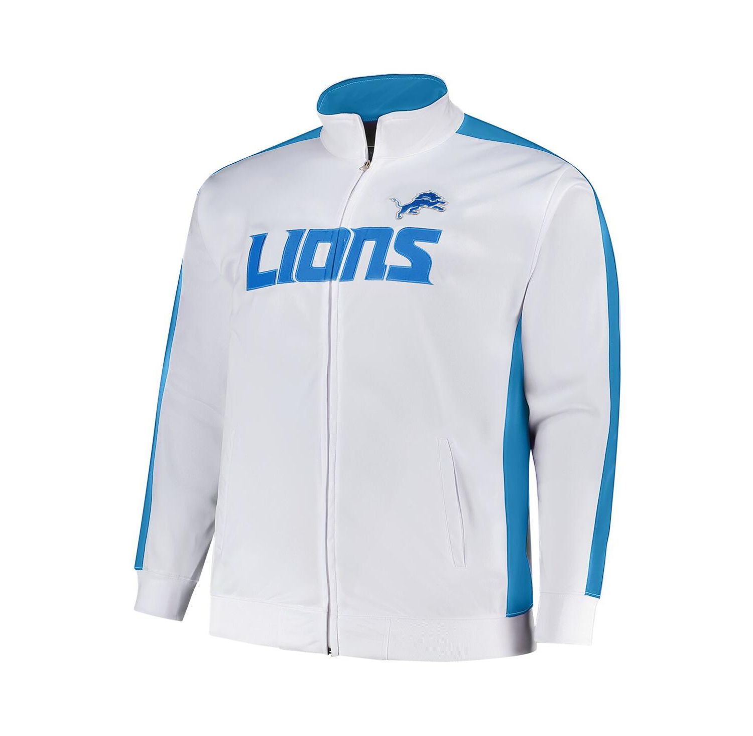 Men's White Detroit Lions Big & Tall Tricot Full-Zip Track Jacket
