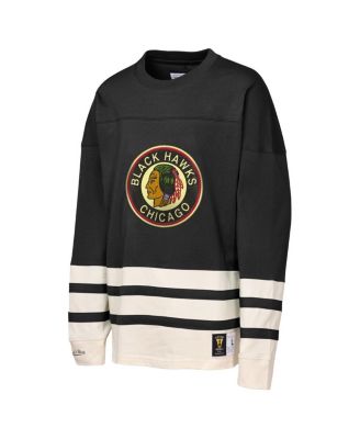 Big Boys and Girls Black Chicago Blackhawks Chainstitch Heavyweight Long Sleeve Top