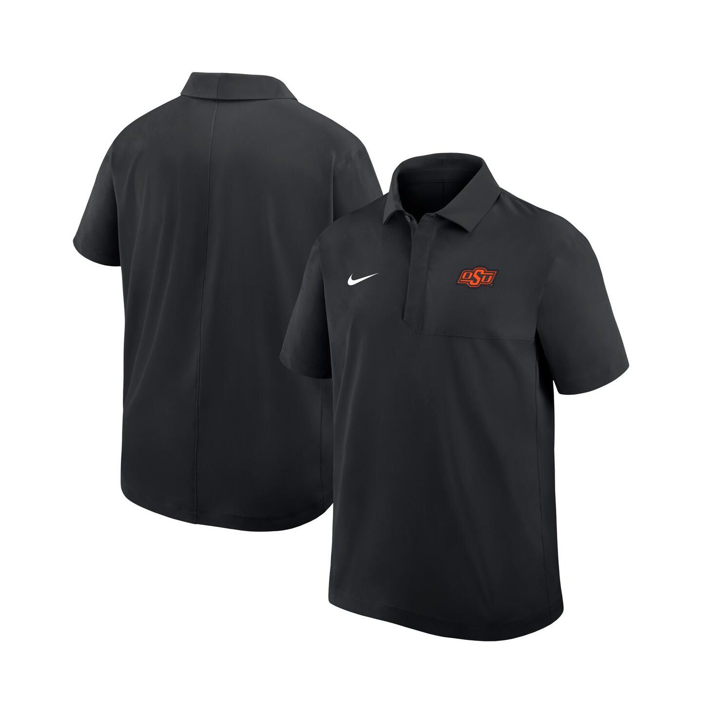 Мужское поло Nike Black Oklahoma State Cowboys Woven Polo Shirt — фото 1