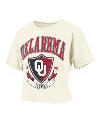 Women's Cream Oklahoma Sooners Buckler Vintage Cropped T-Shirt