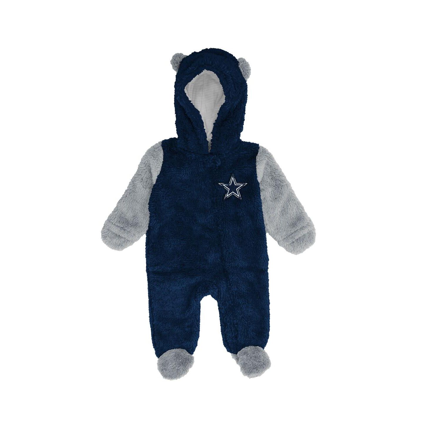 Outerstuff Baby Boys and Girls Navy Dallas Cowboys Stay Napping Fleece Bunting Full-Zip Sleeper — фото 2