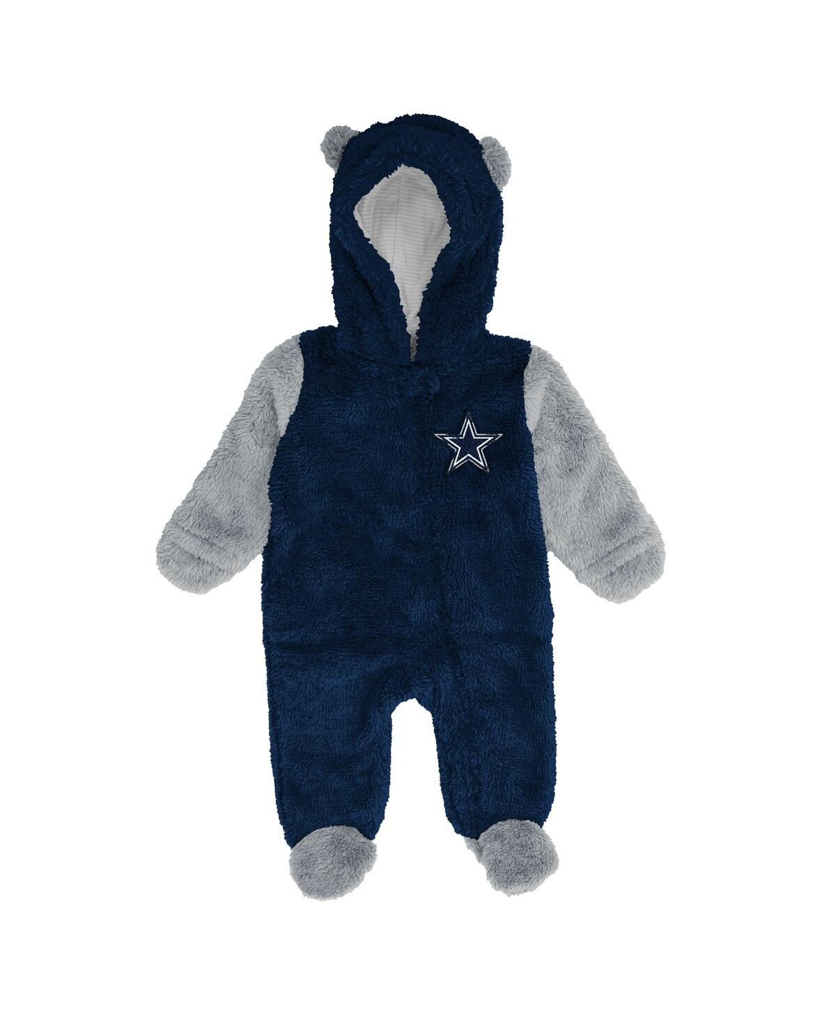Outerstuff Baby Boys And Girls Navy Dallas Cowboys Stay Napping Fleece Bunting Full-zip Sleeper In Blue