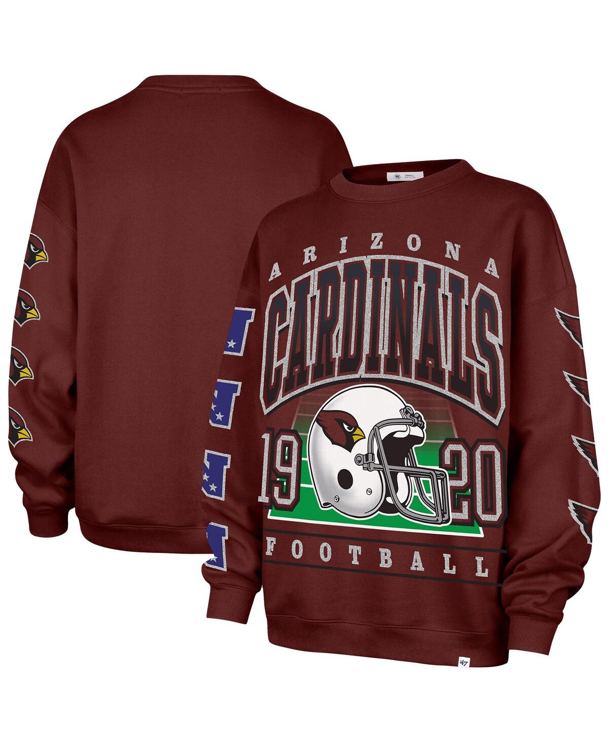 47 Brand Women's Cardinal Arizona Cardinals Go Big Oversized Pullover Sweatshirt In Red