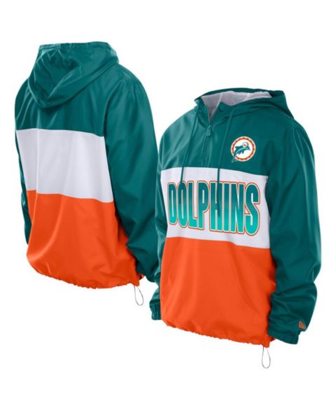 Мужская куртка New Era Aqua Miami Dolphins Ripstop Quarter-Zip Hooded Windbreaker