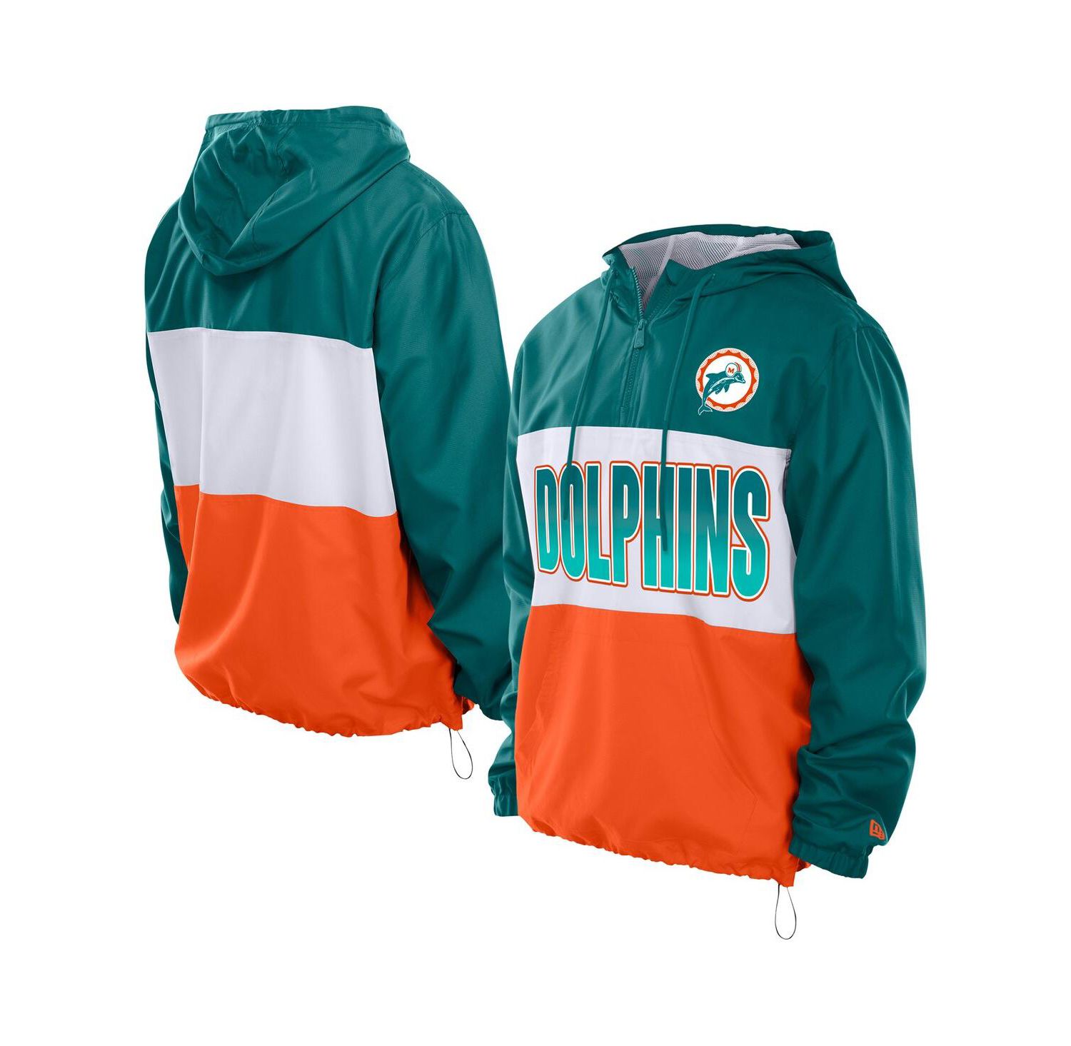 Men's Aqua Miami Dolphins Ripstop Quarter-Zip Hooded Windbreaker