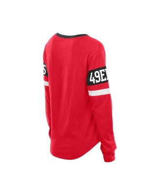 Women's Scarlet San Francisco 49ers Throwback Lace-Up Long-Sleeve T-Shirt