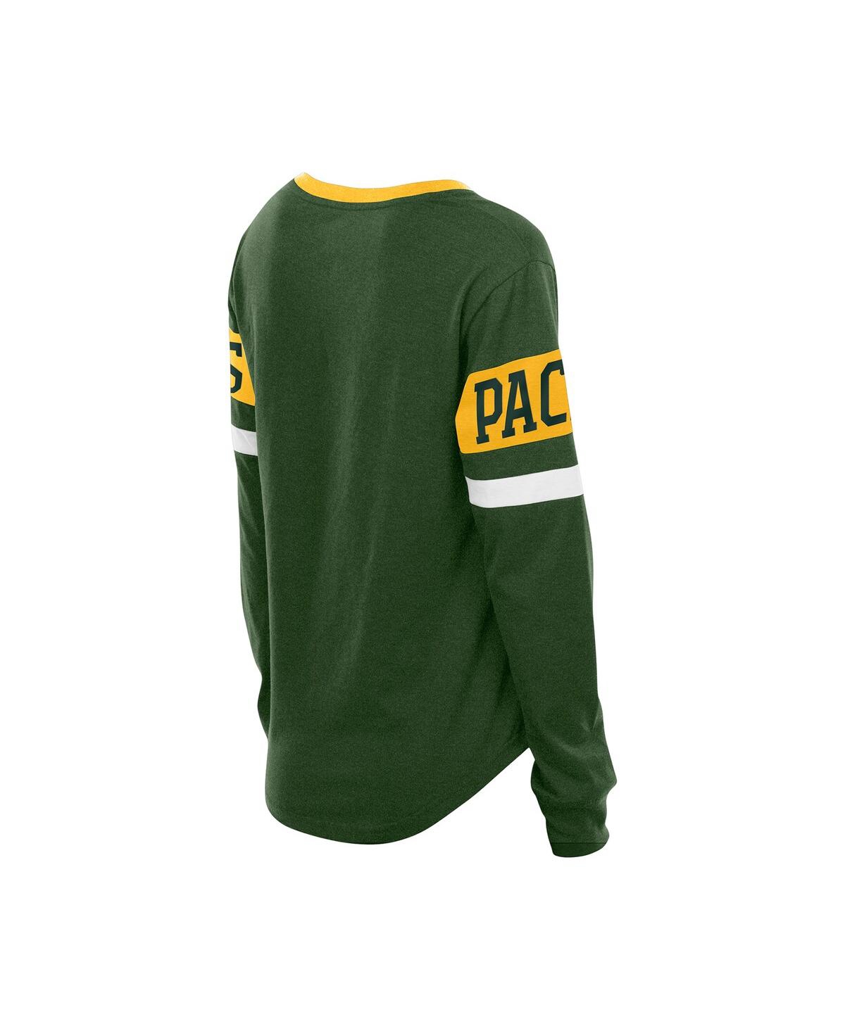 New Era Women's Green Green Bay Packers Throwback Lace-up Long-sleeve T-shirt In Green