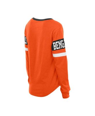 Women's Orange Cincinnati Bengals Throwback Lace-Up Long-Sleeve T-Shirt