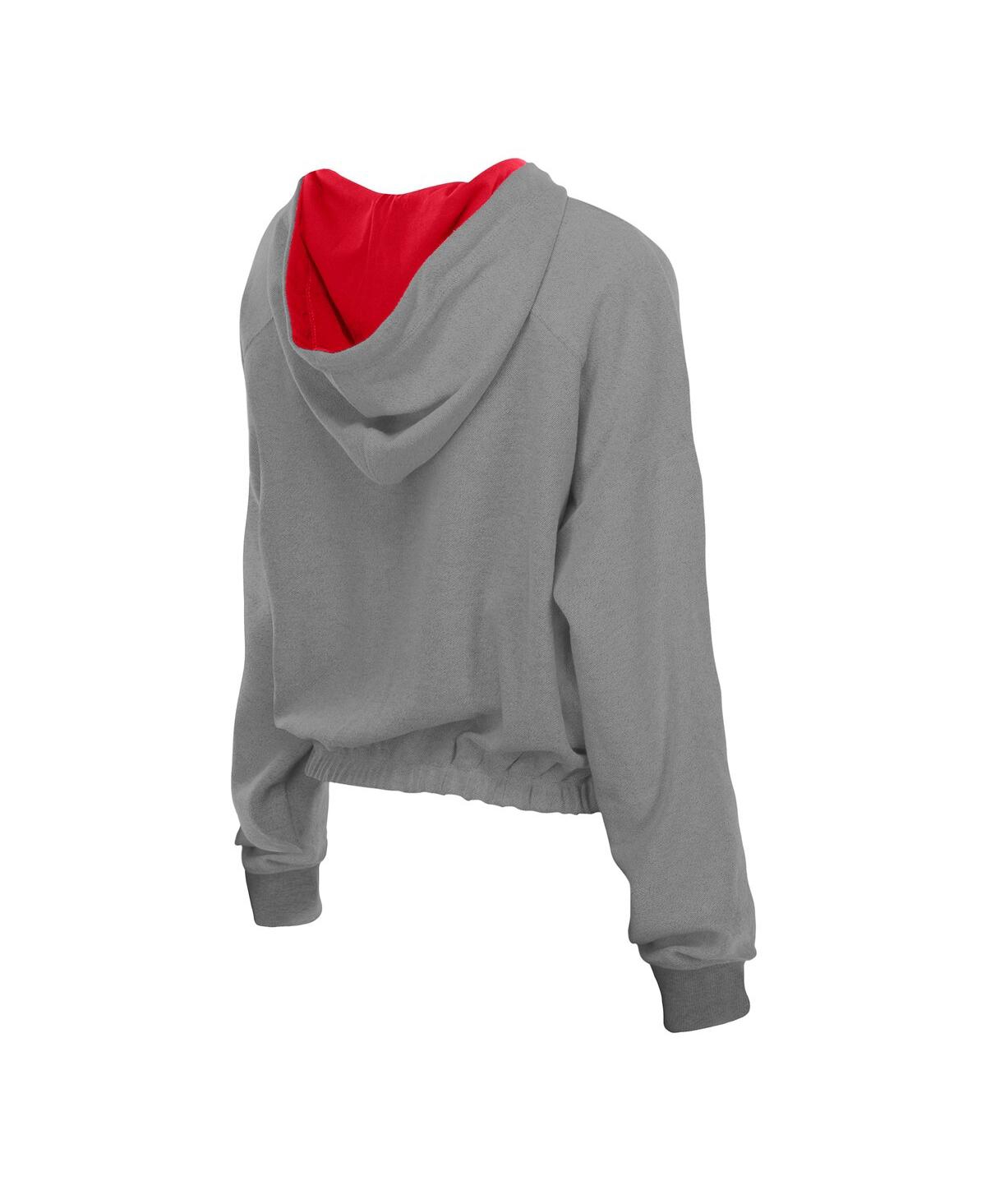 New Era Women's Heather Gray St. Louis Cardinals Reversed Out French Terry Quarter-zip Banded Crop Hoodie In Gray