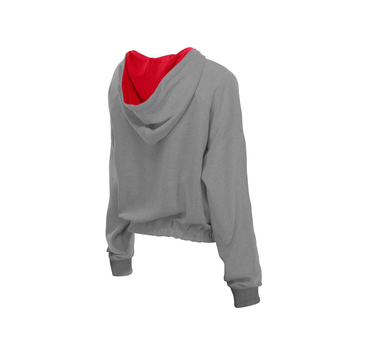 Women's Heather Gray St. Louis Cardinals Reversed Out French Terry Quarter-Zip Banded Crop Hoodie