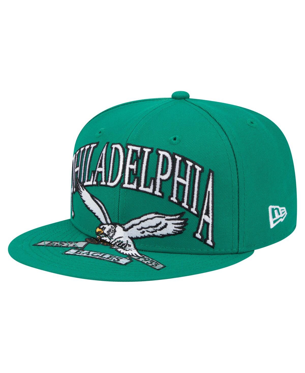 New Era Men's Kelly Green Philadelphia Eagles Throwback Oversized 59FIFTY Fitted Hat