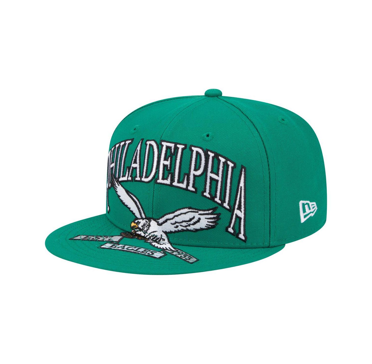 Men's Kelly Green Philadelphia Eagles Throwback Oversized 59FIFTY Fitted Hat