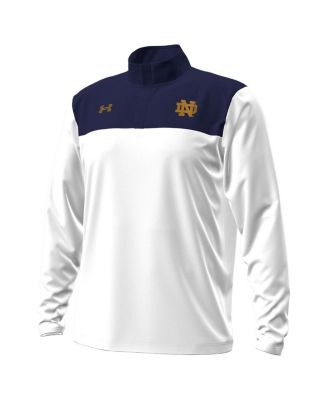 Men's White/Navy Notre Dame Fighting Irish Green Blocked Quarter-Zip Pullover Hoodie