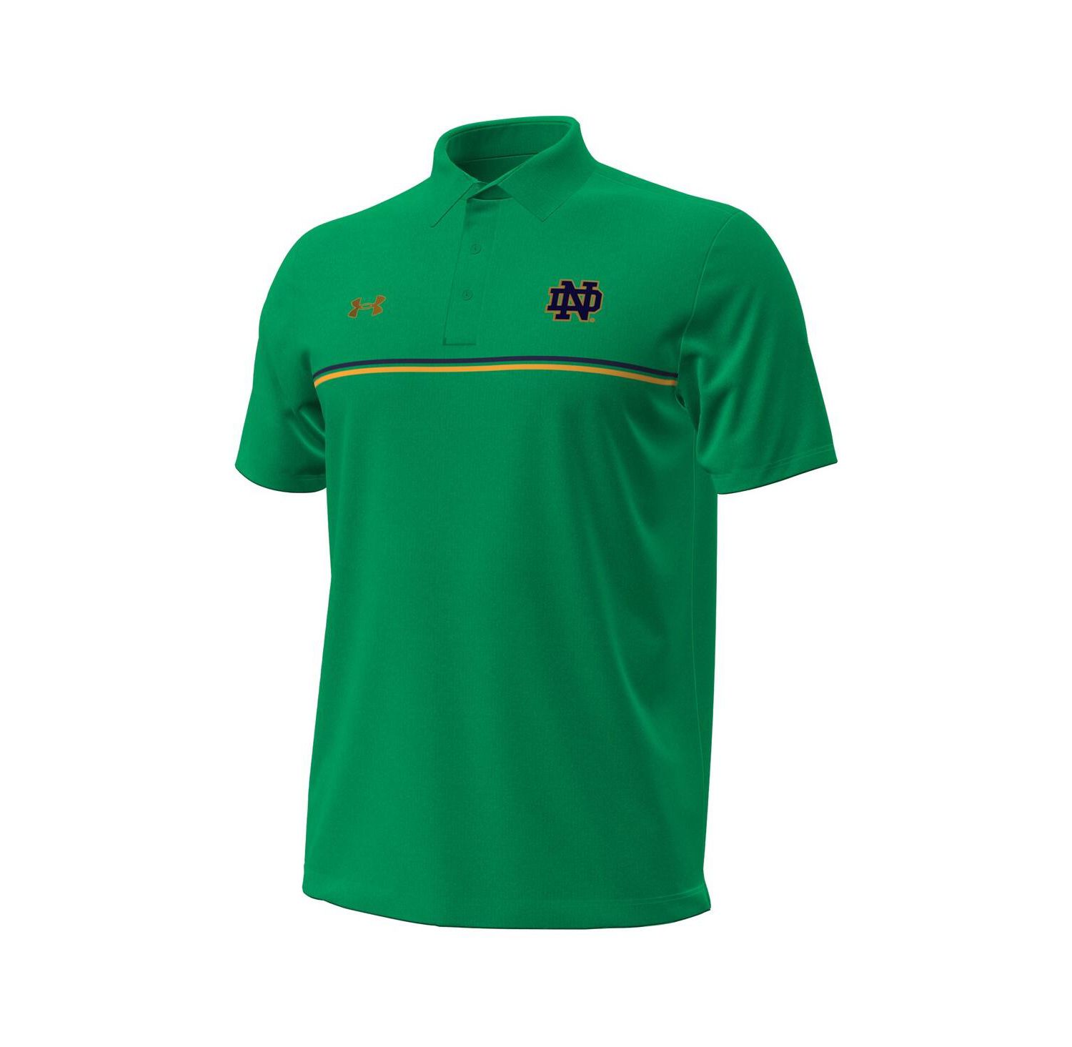 Men's Green Notre Dame Fighting Irish Performance Drive Chest Stripe Polo Shirt