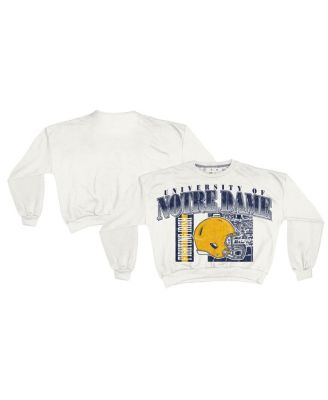 Pressbox - Women's White Notre Dame Fighting Irish Oversized Janice Retro Waist-Length Sweatshirt