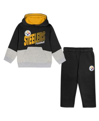 Outerstuff - Toddler 2-Piece Black Pittsburgh Steelers Lineman Fleece Hoodie and Pants Set