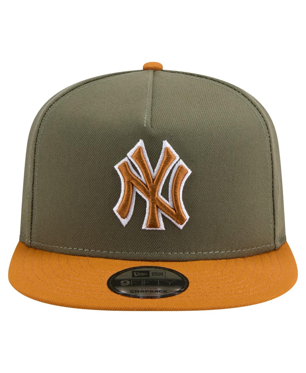 New Era Men's Olive/brown New York Yankees Color Pack A-frame 9fifty Snapback Hat In Multi