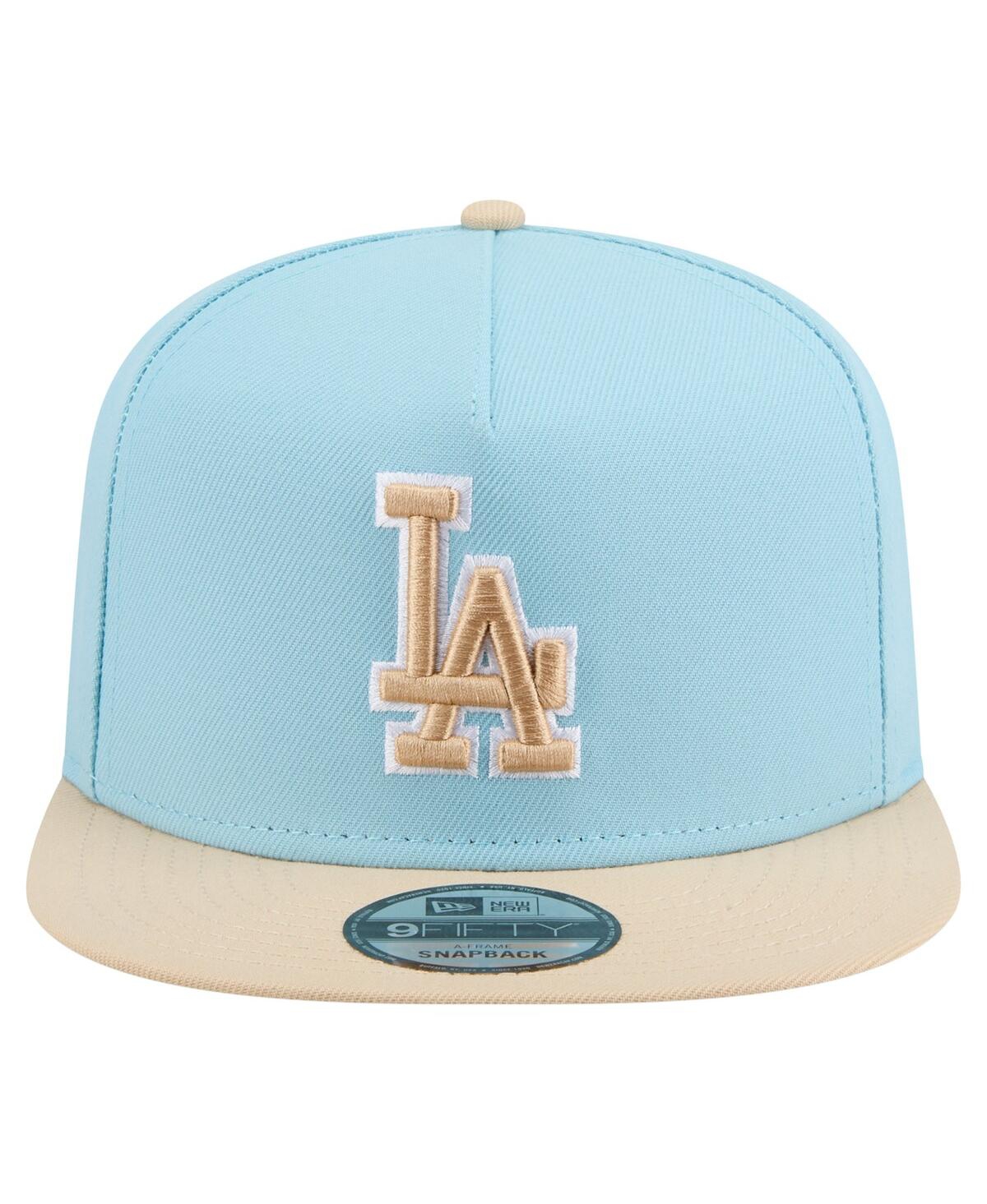 New Era Men's Light Blue/light Beige Los Angeles Dodgers Color Pack A-frame 9fifty Snapback Hat In Blue